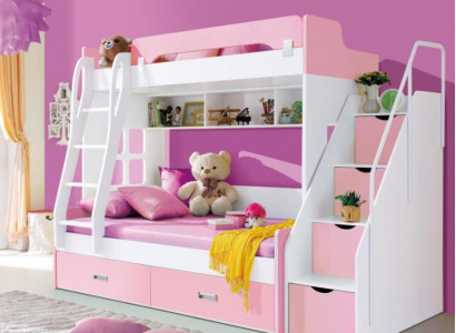 Youth bed beds pink children's bed bunk bed wooden furniture wood new